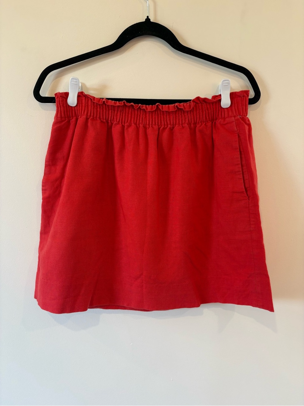 Orange Elastic Waist Mini Skirt